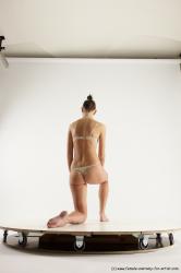 Underwear Woman White Kneeling poses - ALL Athletic Kneeling poses - on one knee long brown Multi angle poses Academic